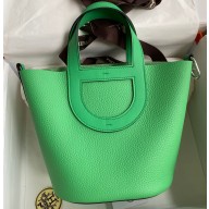 Hermes In-The-Loop Tote Bag In Original Togo Leather Green with Silver Hardware (Full Handmade Quality)