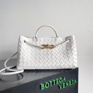 Bottega Veneta Intrecciato leather Small East/West Andiamo top handle Bag white 2023