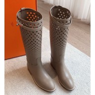 Hermes Jumping boots in calfskin hollow out grey-1 2024