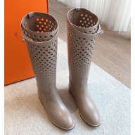 Hermes Jumping boots in calfskin hollow out grey-2 2024