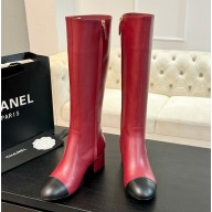 Chanel high Boots in red Calfskin heel 4.5cm 2024