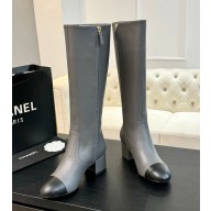 Chanel high Boots in grey Calfskin heel 4.5cm 2024