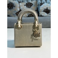 DIOR MINI LADY DIOR BAG IN LIZARD LEATHER GRAY/GOLD 2024