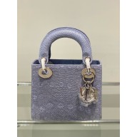 DIOR MINI LADY DIOR BAG IN LIZARD LEATHER PURPLE/SILVER 2024