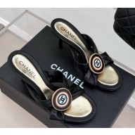 Chanel lambskin CC Sandals Black heel 7.5cm 2025