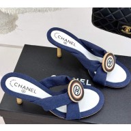 Chanel Fabric CC Sandals blue heel 7.5cm 2025