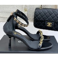 Chanel Sandals Lambskin with chain black heel 7.5cm 2025