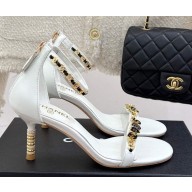 Chanel Sandals Lambskin with chain white heel 7.5cm 2025