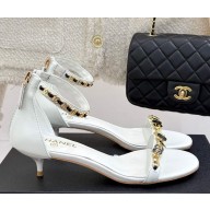 Chanel Sandals Lambskin with chain white heel 3.5cm 2025