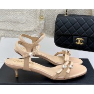 Chanel Sandals lambskin beige heel 3.5cm CC 2025