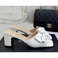 Chanel Slippers calfskin with bow white 2025