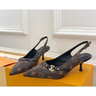Louis Vuitton Heel 5.5cm Monogram Canvas Slingback Pumps 2025