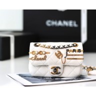 Chanel Pearl Strass Signature white flap bag 2022(original quality)
