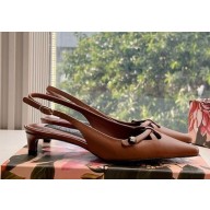 Dolce & Gabbana Heel 3cm calfskin slingbacks brown 1026-2024