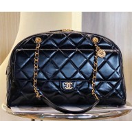 Chanel Maxi Bowling Bag in Shiny Crumpled Calfskin AS3711 2023