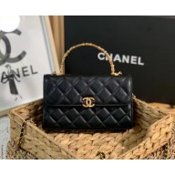 CHANEL BLACK Flap Phone Holder with Chain AP2946 2022