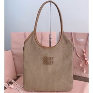 Miu Miu IVY corduroy shopping bag 5BG231 beige 2024