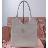 Miu Miu IVY corduroy shopping bag 5BG231 white 2024
