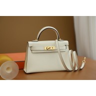 Hermes Mini Kelly II Handbag in original epsom leather nata with gold hardware(handmade)