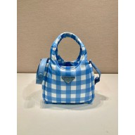 prada blue check bucket bag 1BG359 2023