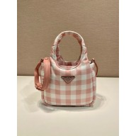 prada pink check bucket bag 1BG359 2023