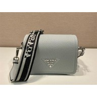 prada shoulder bag in grained calfskin 1bd332 gray 2023