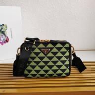 Prada Symbole embroidered fabric bag 2VH069 Green 2023