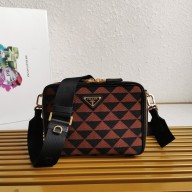 Prada Symbole embroidered fabric bag 2VH069 burgundy 2023