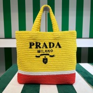 Prada RAFFIA TOTE BAG 1BG392 yellow/red 2020