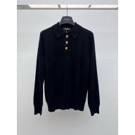 LORO PIANA WOOL POLO SHIRT black 2024
