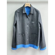 MIU MIU blue/grey Knit and poplin shirt MK1890 2025