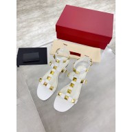 Valentino ROMAN STUD FLAT CALFSKIN SANDAL white 2021