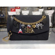 Balenciaga BB Chain S/M Charms Jacquard Logo Bag Black 2018
