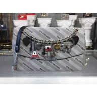 Balenciaga BB Chain S/M Charms Jacquard Logo Bag Grey 2018