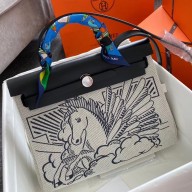 Hermes Herbag Zip Pegase Pop PM 31 Toile / Vache Hunter Leather Special Edition