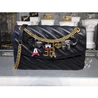 Balenciaga BB Chain S/M Charms Embroidered Logo Bag Black 2018
