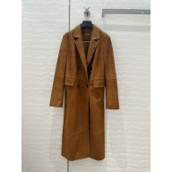 LOEWE Double breasted coat in suede calfskin Tabacco 2024