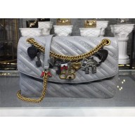 Balenciaga BB Chain S/M Charms Embroidered Logo Bag Grey 2018