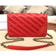 Balenciaga BB Chain S Embroidered Logo Bag Red 2018