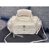 chanel Nylon & Silver-Tone Metal WHITE AS4364 Large Bowling Bag 2023