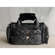 chanel Nylon & Silver-Tone Metal Black AS4364 Large Bowling Bag 2023