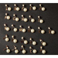 Celine Alphabet Brass Pearl Earrings