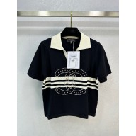 chanel CC LOGO KNIT POLO BLACK 2023