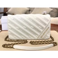 Balenciaga BB Chain S Embroidered Logo Bag White 2018