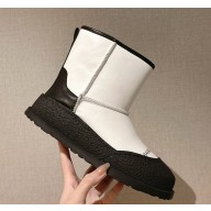 Balenciaga new calfskin short snow boots in black/white 1120-2024 