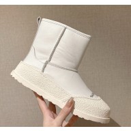 Balenciaga new calfskin short snow boots in white 1120-2024 