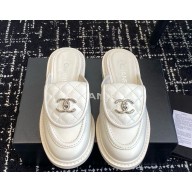 Chanel sheepskin white with CC logo mules 2024 