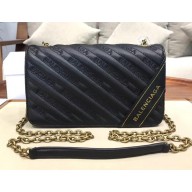 Balenciaga BB Chain S Embroidered Logo Bag Black 2018