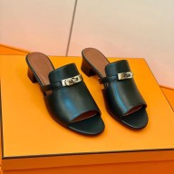 hermes heel 3cm calfskin Candy sandal noir