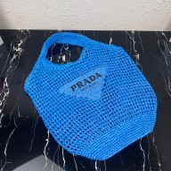 prada raffia tote bag blue 1bg424